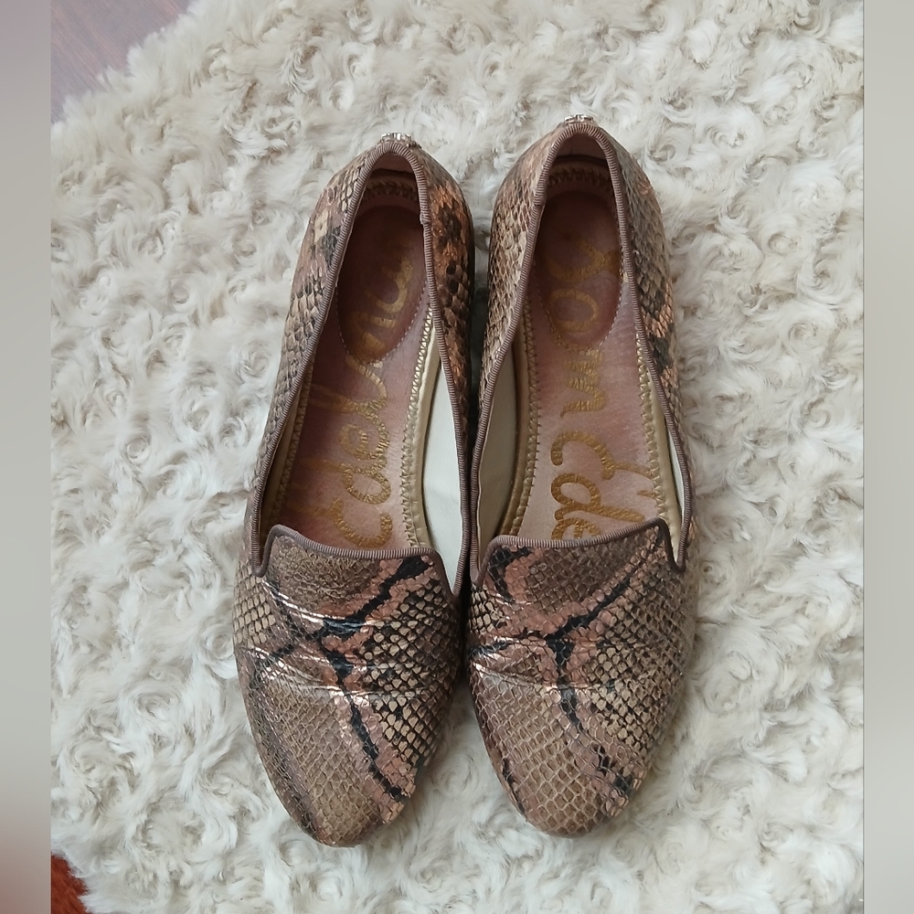 💎 Sam Edelman Women's Shoes Flats Loafers Snakeskin JORDY